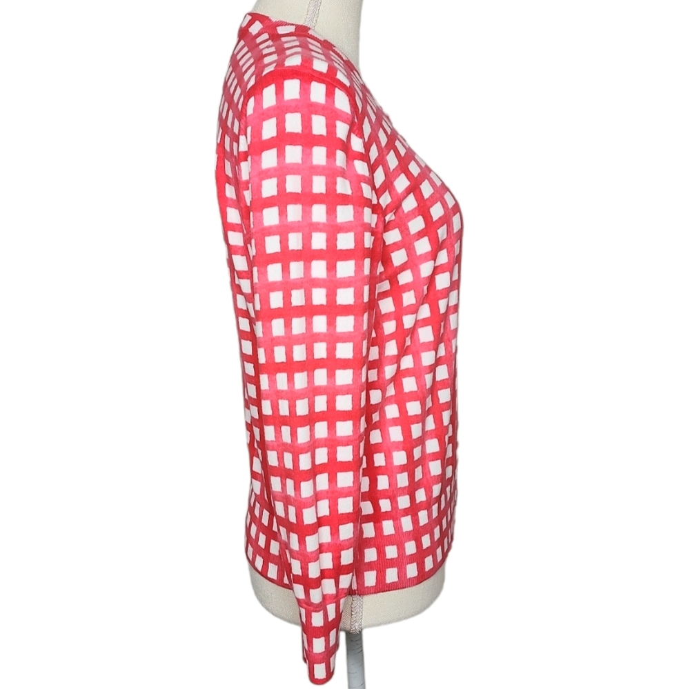 crown & ivy Red and White Windowpane Open-Front Cardigan - Picture 6 of 7